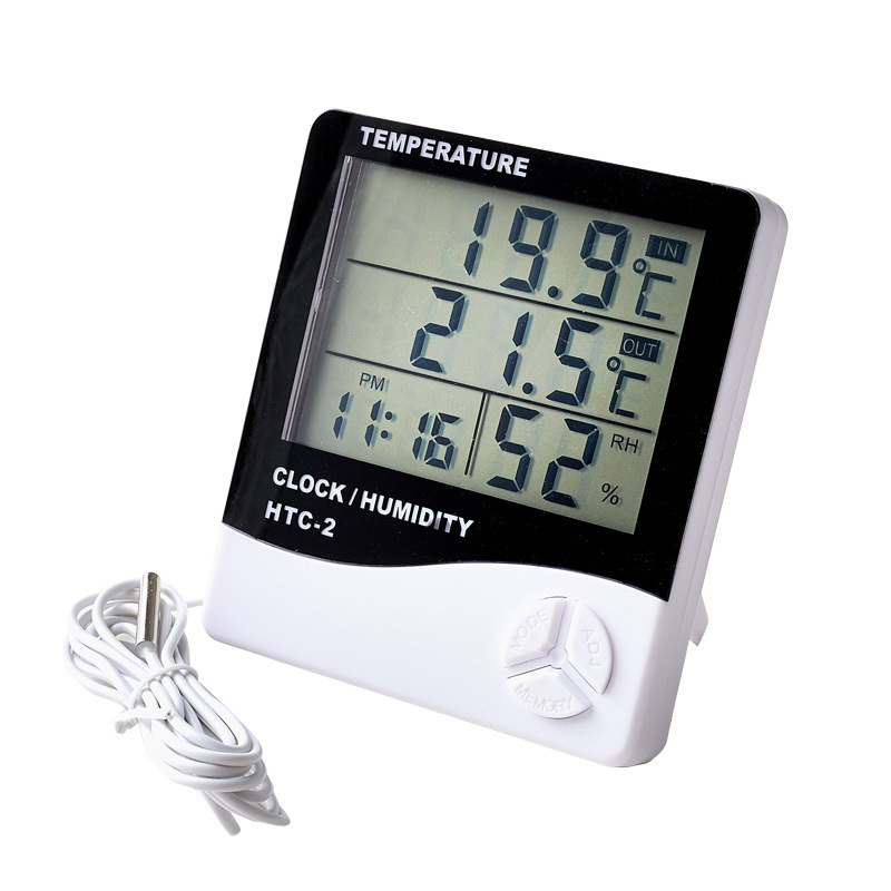 HTC-2 Thermometer Large Screen Digital Display Home Hygrometer Indoor Outdoor Dual Temperature Detection Electronic Thermo-hygrometer