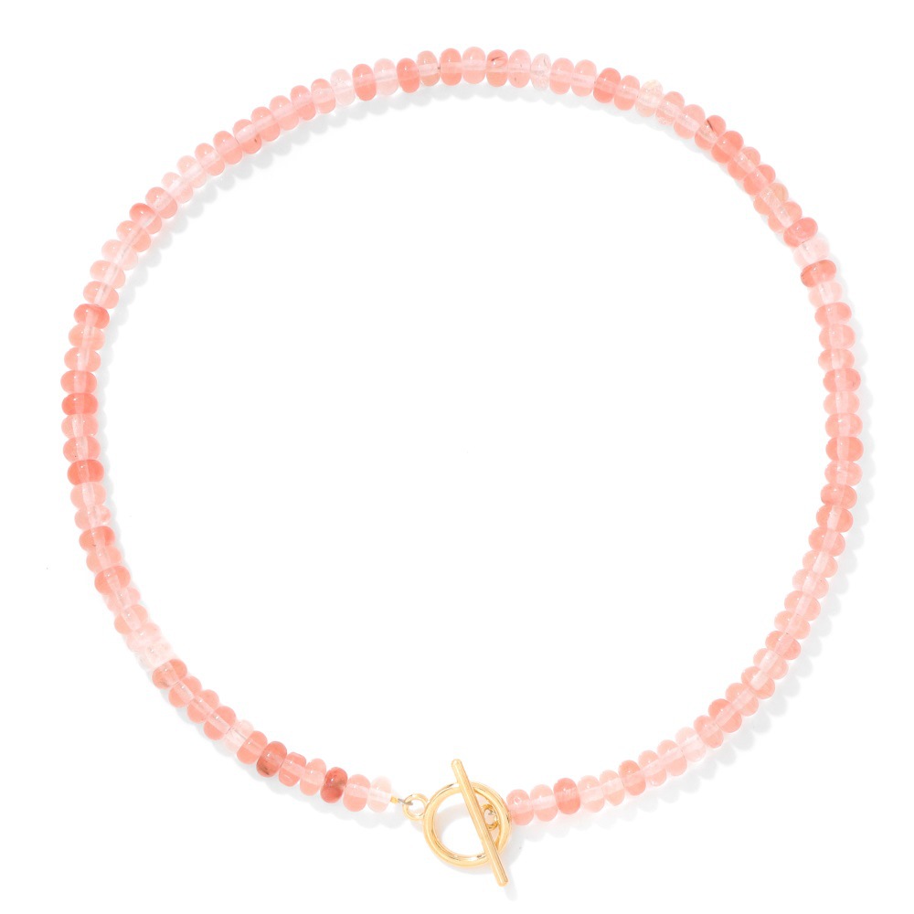 4*6 Abacus Bead Stone Beaded Necklace Women KC Gold OT Clavicle Chain Accessory