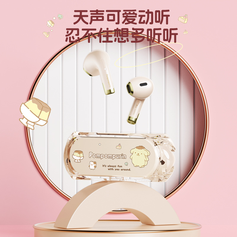 Sanrio Bluetooth Earphones Strip-Type Cute Portable Transparent Sports In-Ear Earphones Long Battery Life Good Sound Quality
