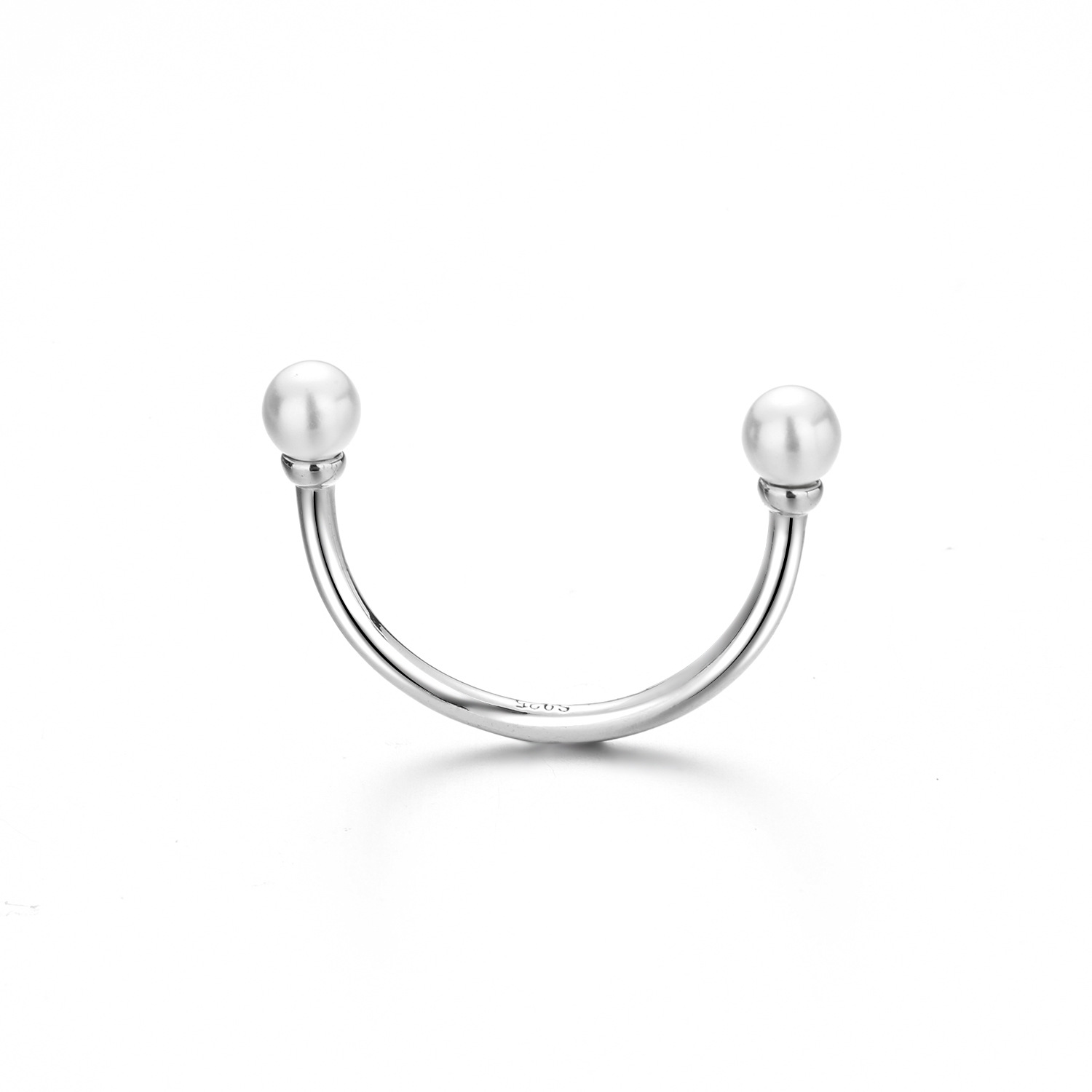 INS Niche Open Smile Pearl Smile Ring for Women Simple Stacking Knuckle Ring Pinky Ring