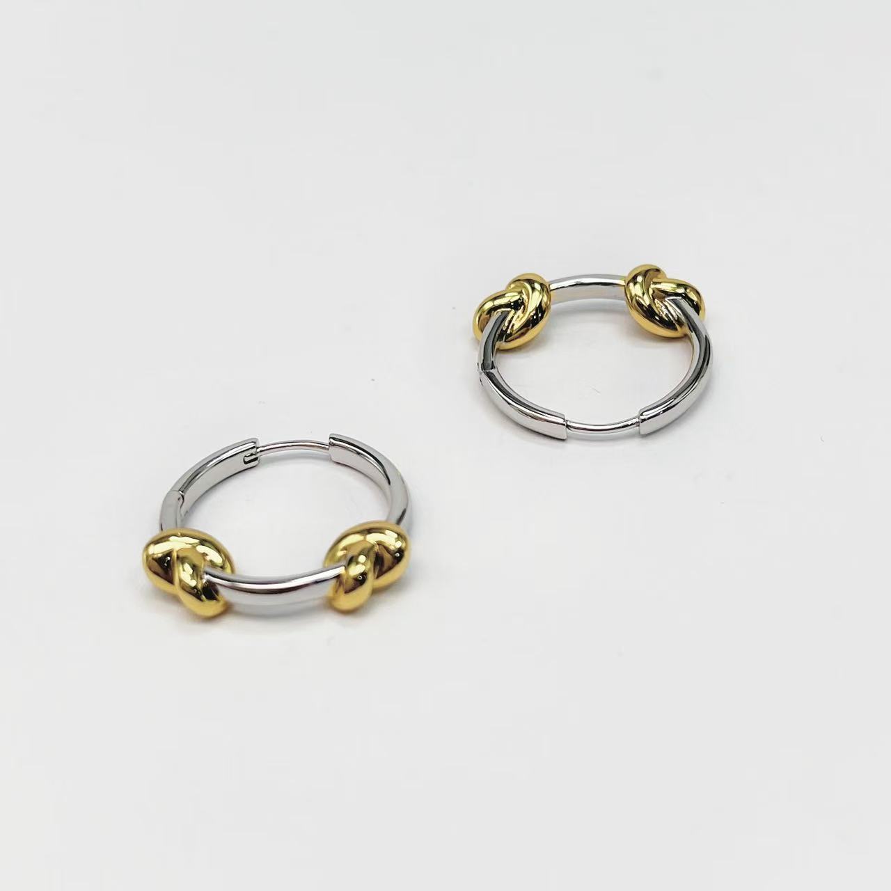 Small Gold-Silver Two-Tone Circle Earrings New Exquisite Jewelry Ear Cuffs