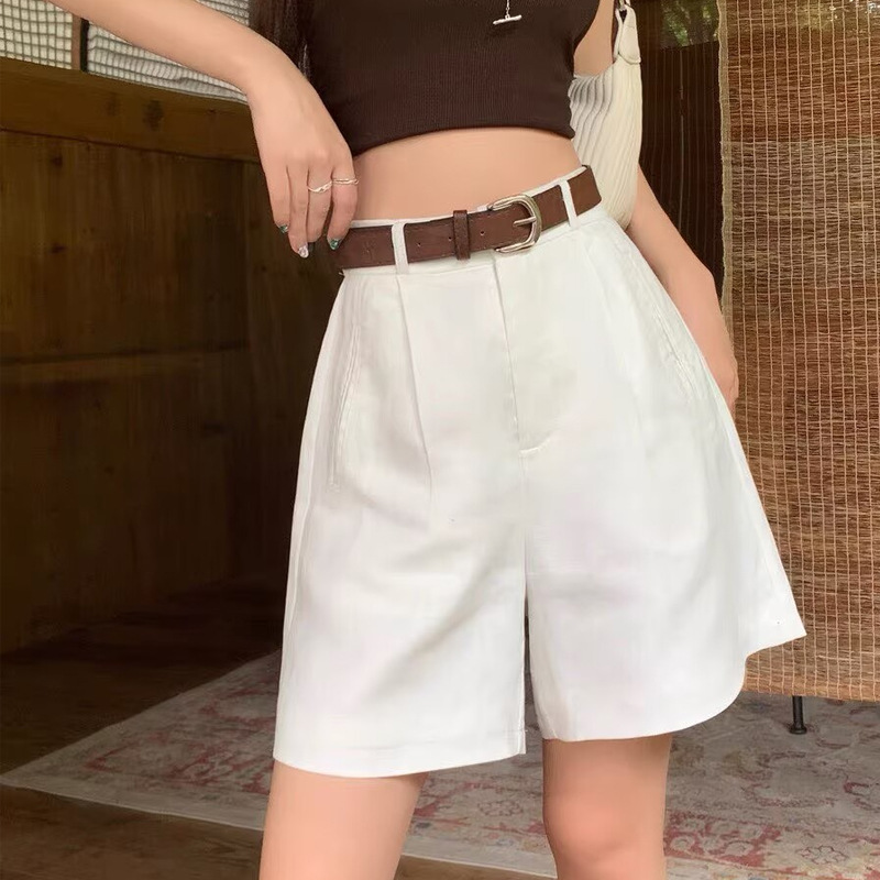 White Linen Suit Shorts Women's 2026 New Summer Cotton-Linen Casual Loose Petite Five-Point Shorts