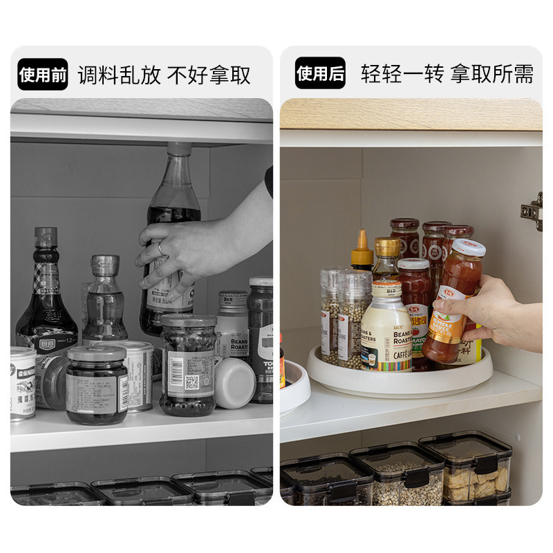 Multifunctional Kitchen Spice Rack Countertop Rotatable Seasoning Storage Organizer