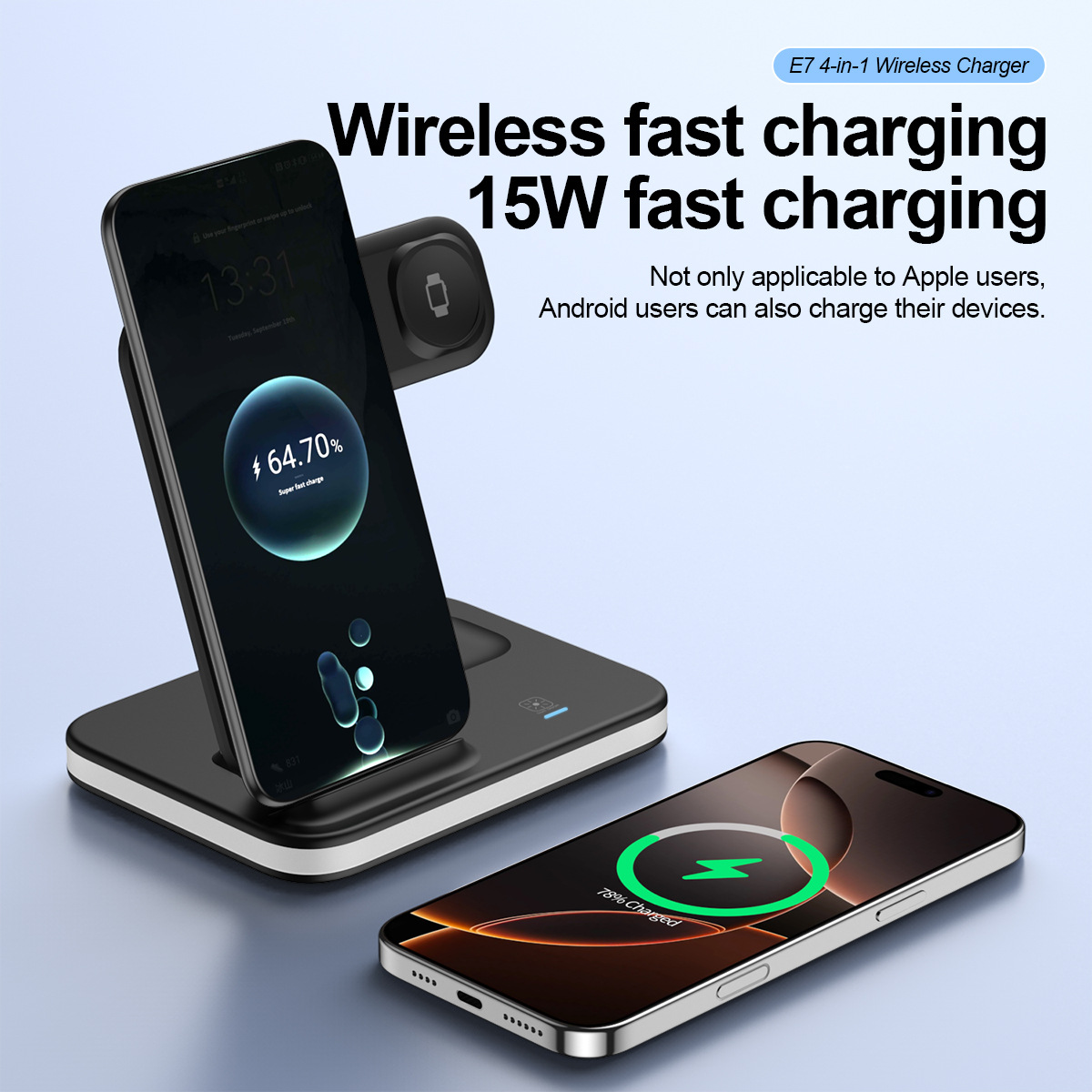 Foldable three-in-one wireless charger 3-in-1 wireless charger multi-function wireless charger night light nursing lamp wireless charger