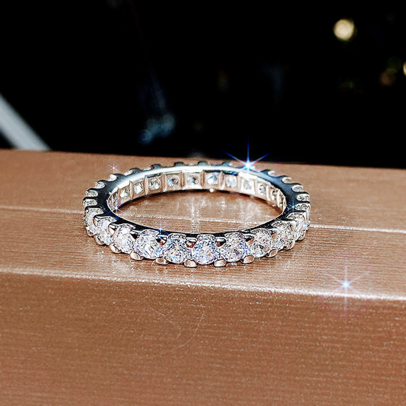 Cao Shi New Starlight Women's Ring Full Pavé Simulated Zircon Ring Band Ring