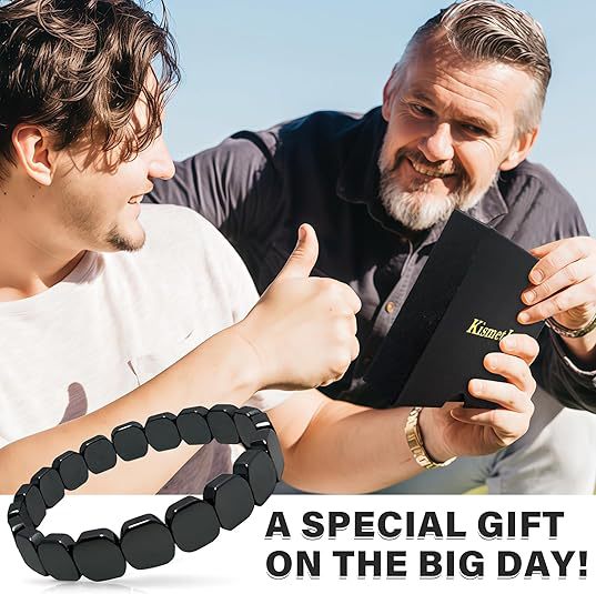 Square Black Obsidian Bracelet Men Italian Elastic Mix and Match Beaded Bracelet Accessories