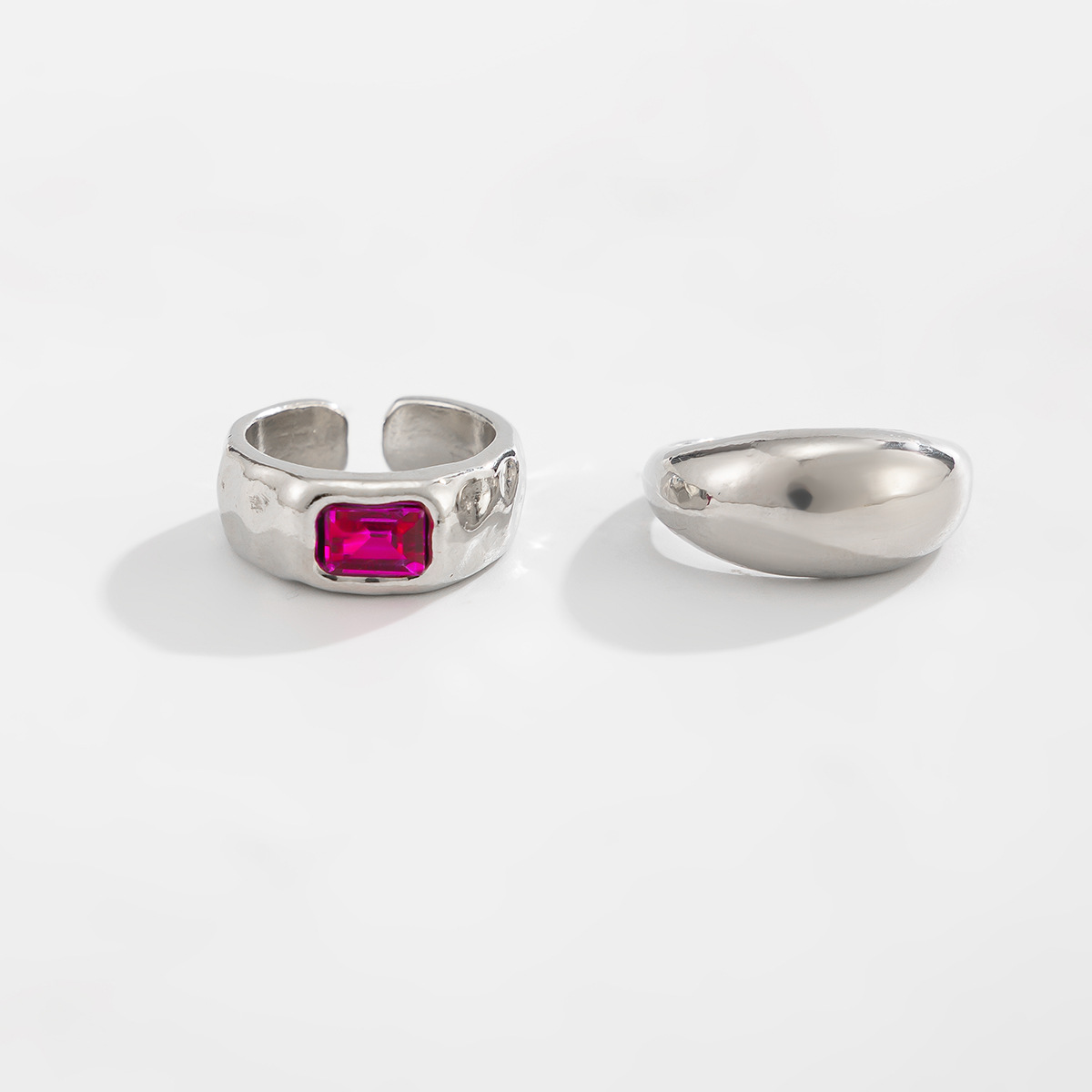 Geometric gem open toe ring metal smooth tiger stone ring toe ring