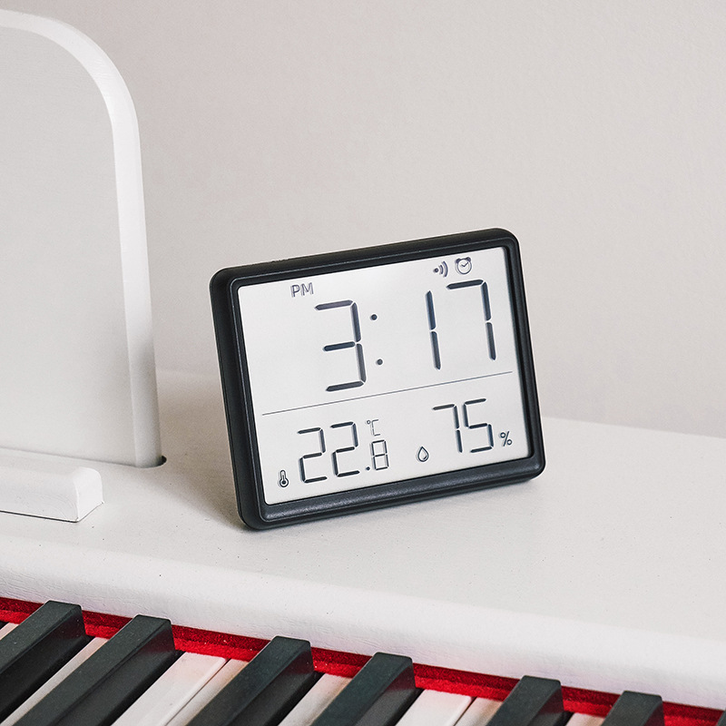 Slim Electronic Clock Simple Digital Clock Wall-Mounted LCD Small Alarm Clock Multifunctional Temperature Electronic Clock 8218