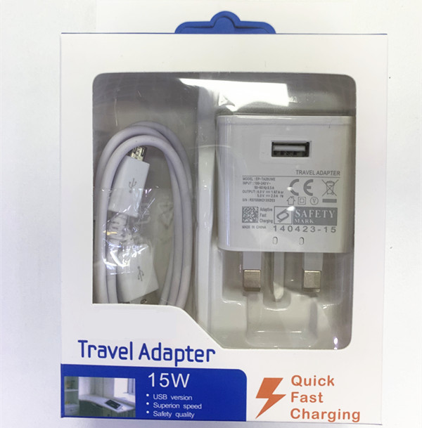 Three-pin UK standard 3.0 fast charger for Samsung S6/7/8/10 phone universal USB charger 2A