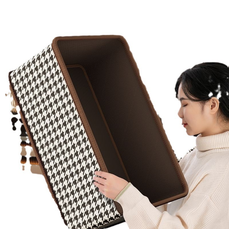 PP board houndstooth clothes storage box, large capacity wardrobe clothing storage box, home fabric foldable storage basket