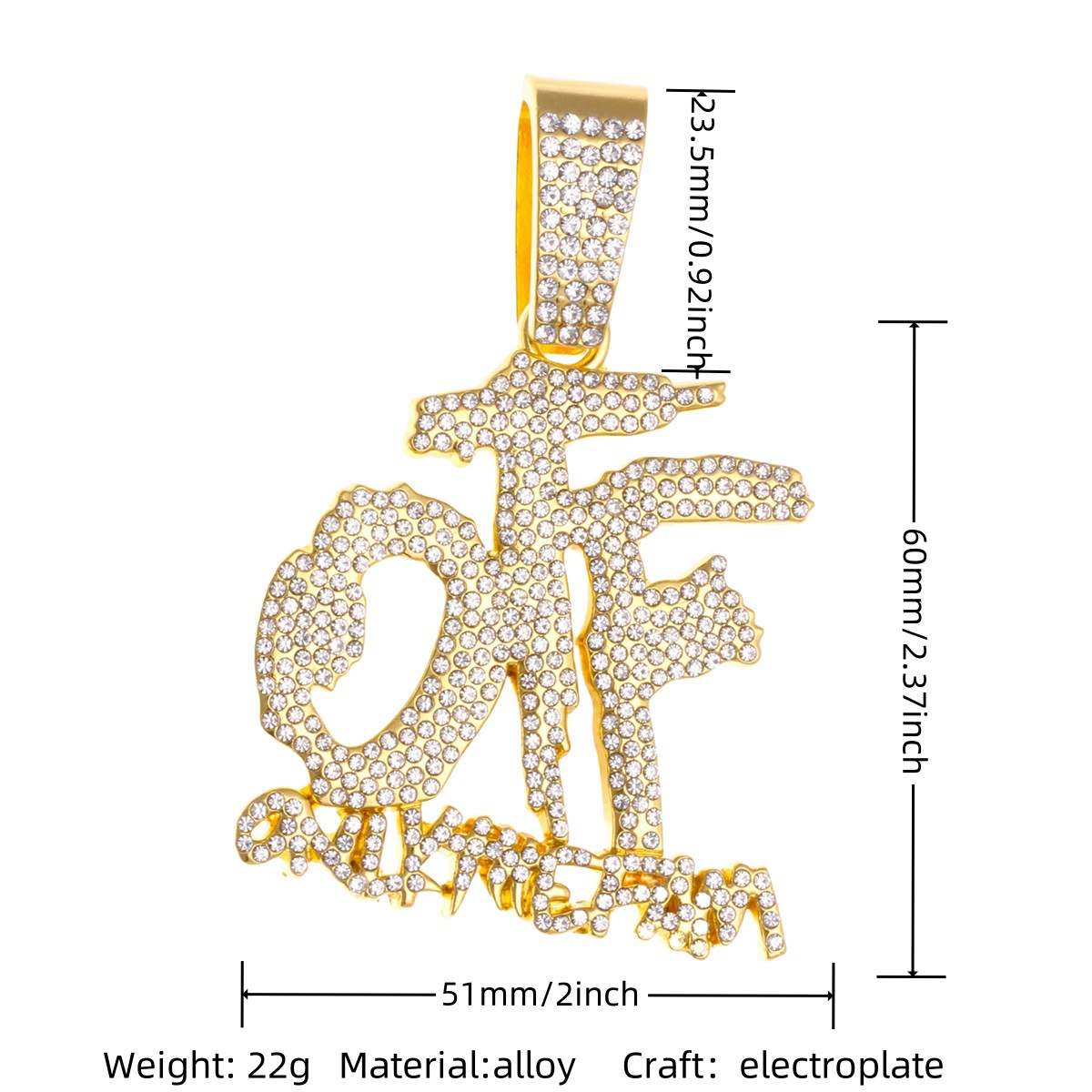 金色off字母吊坠