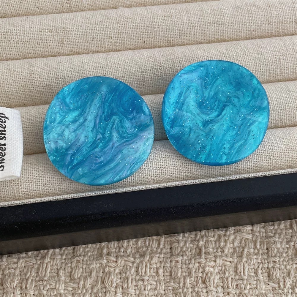 Candy Color Twisted Piece Round Acetate Earrings for Women Niche Vacation Style Ear Pin Ear Accessories