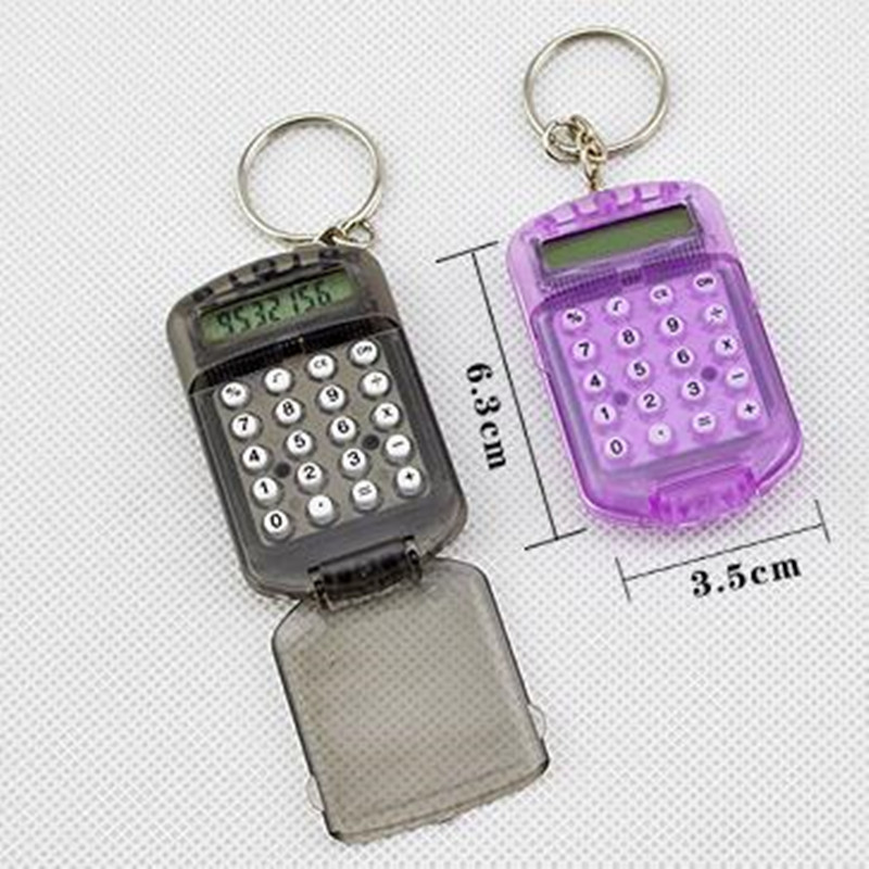 Transparent Mini Calculator Pocket Flip Calculator Student Portable Keychain Pendant Calculator