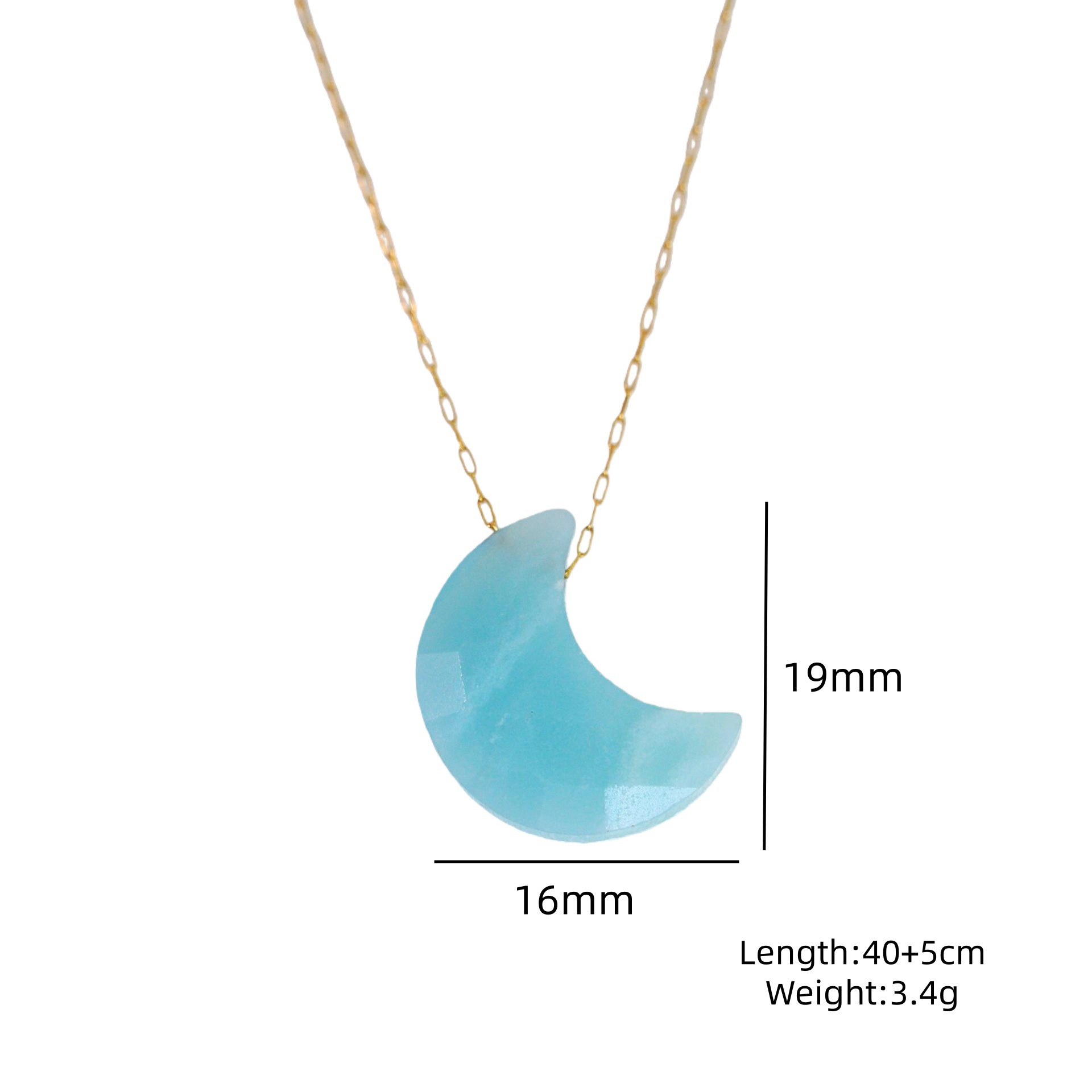 Blue Series Amazonite Stainless Steel 14K Gold Necklace Simple Handmade Necklace