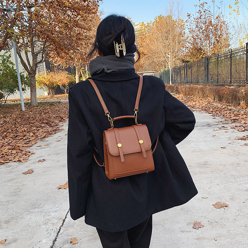 2026 New PU Leather Women's Small Backpack Simple Soft Leather Double Shoulder Bag Multi-purpose Bag