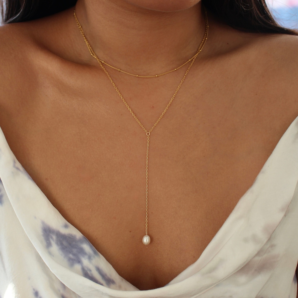 Simple Geometric Tassel Bead Collar Multi-Layer Long Necklace