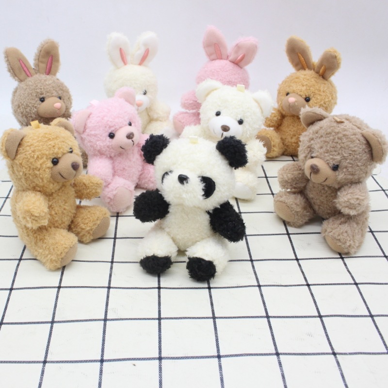 New Cartoon Curly Teddy Bear Plush Keychain Bag Charm Phone Case Decoration Doll Toy