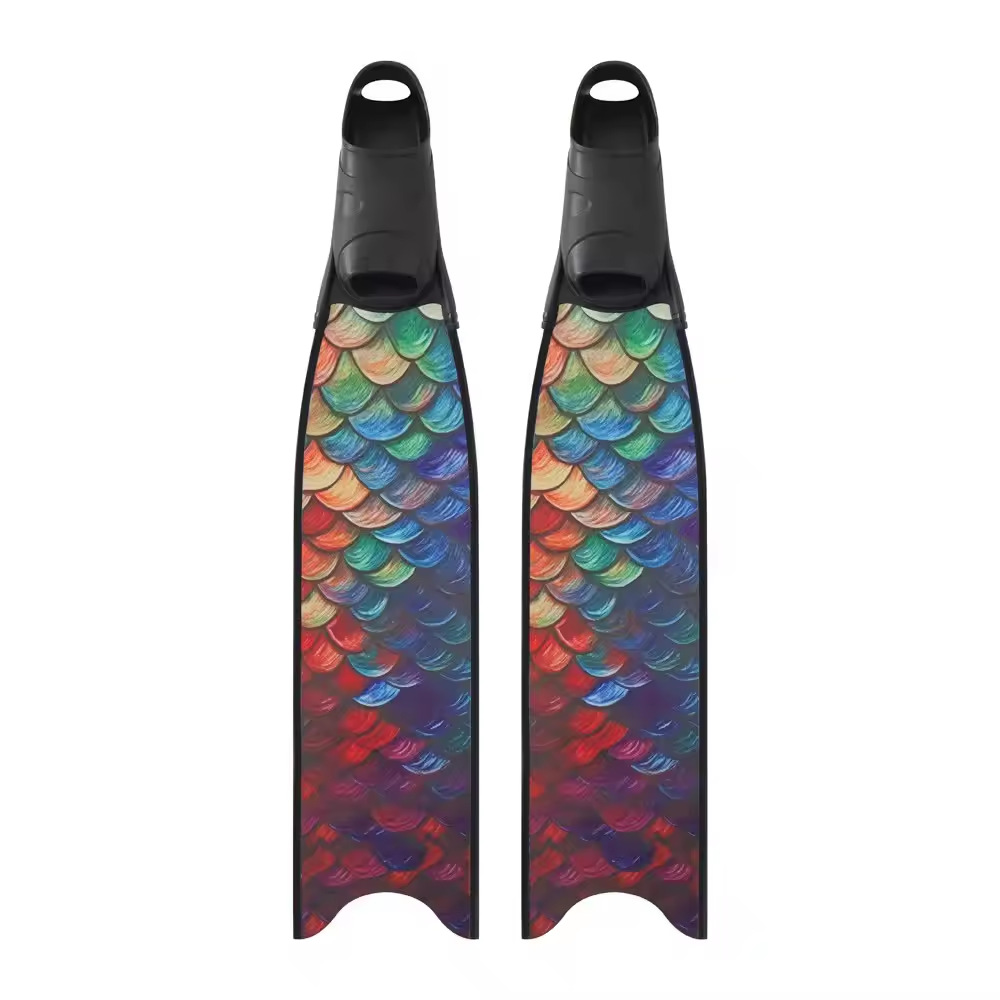 Junhaiyinsi free diving fins fiberglass long swim fins for men and women professional coated long fins