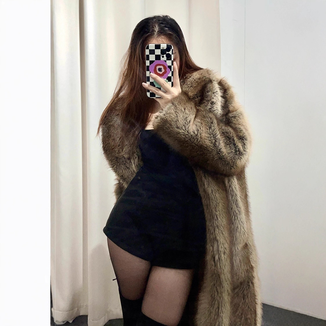 New faux fur artificial fur jacket lengthened shawl collar fox fur fluffy eco-friendly fur