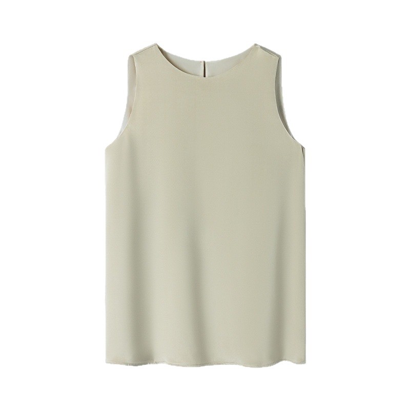 Summer Sleeveless Heavyweight Silk Vest for Women Double Layer New Base Black Camisole Mulberry Silk Commute Round Neck Top