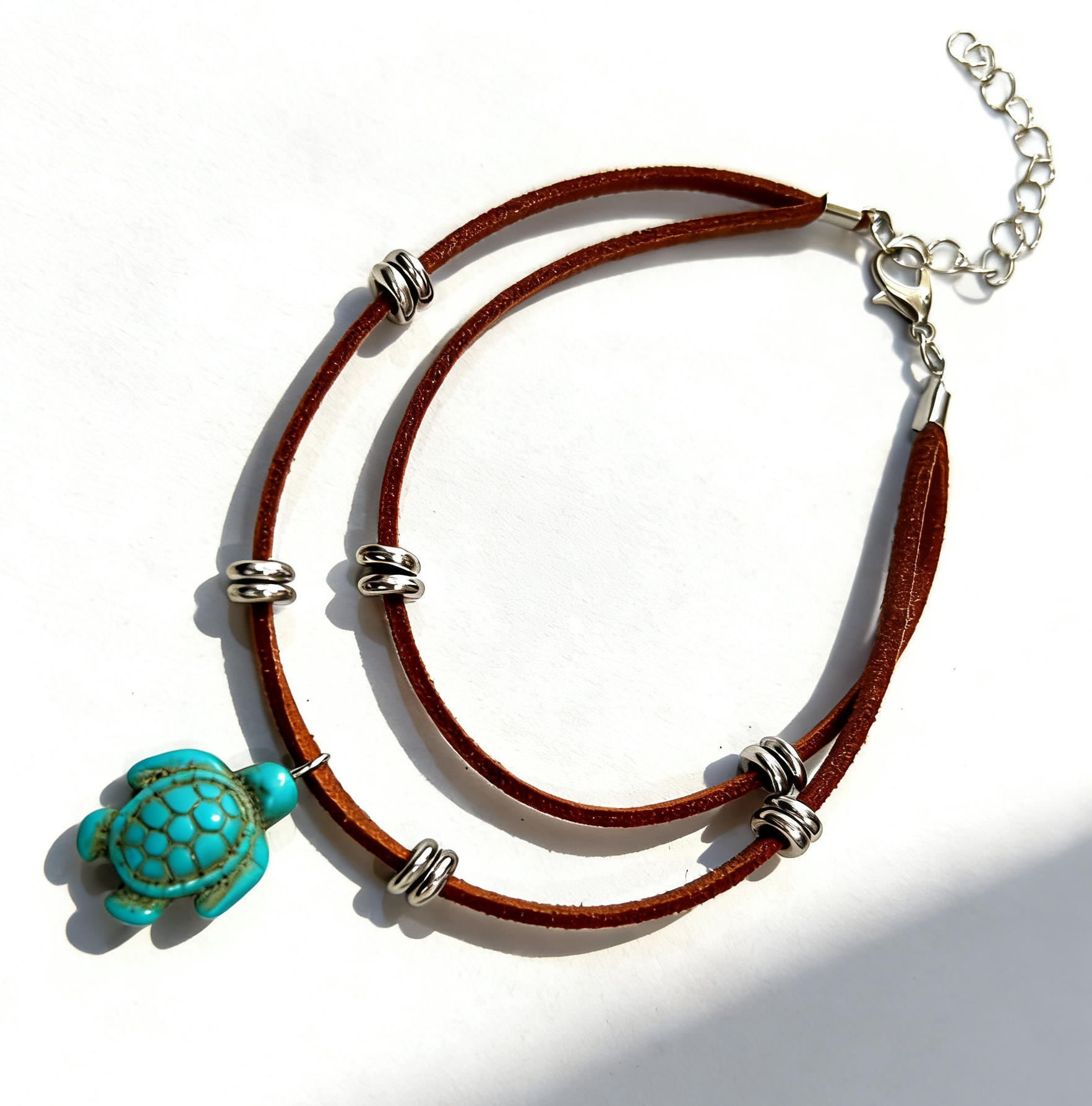 Rongshang Accessory Double-Layer Turquoise Anklet Bohemian Style Beach Ankle Wearing Ankle Ornament