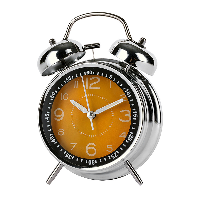 Metal bell alarm clock with electroplating, luminous, bedroom, Aishida sweep-second alarm clock, student clock