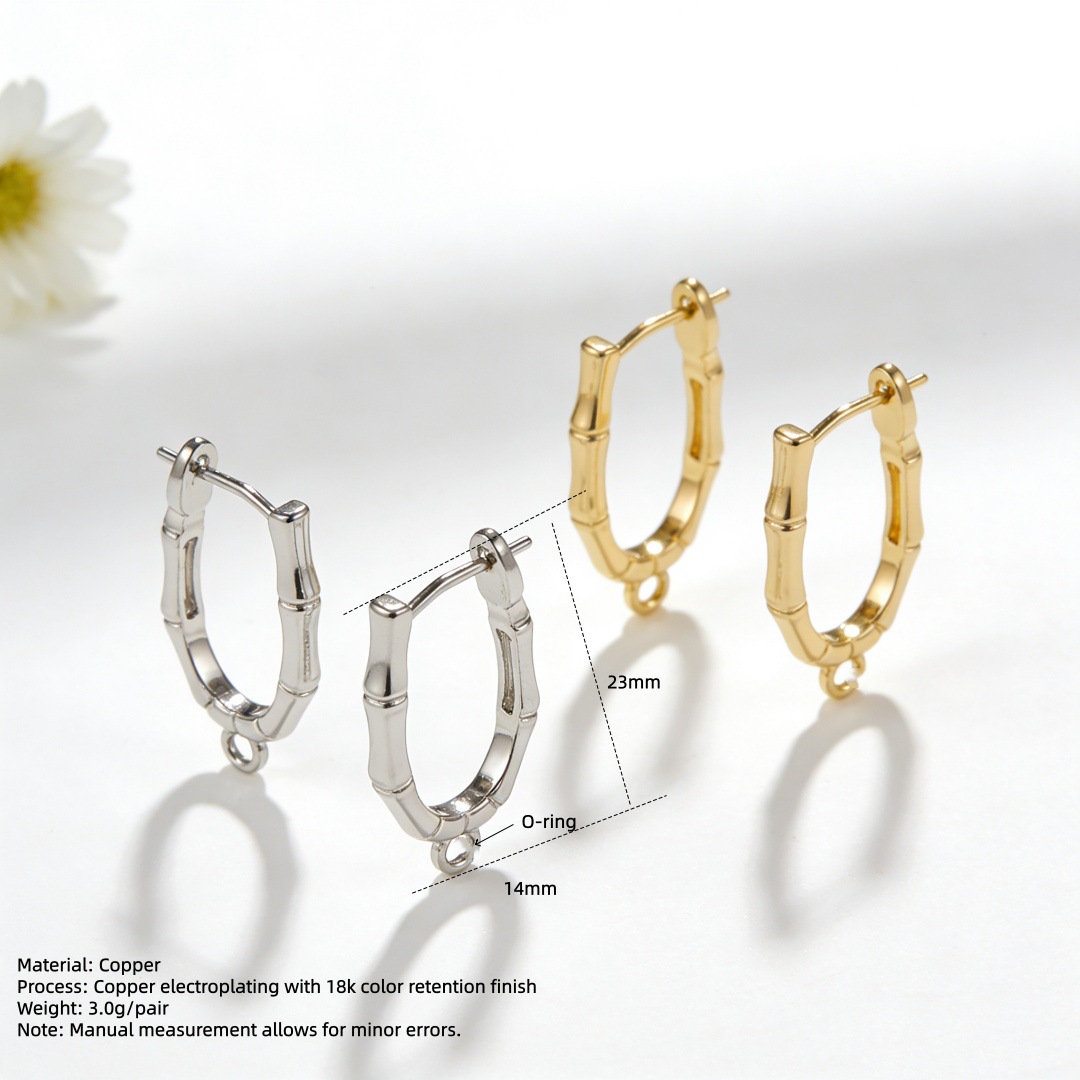U-shaped bamboo knot ear clip earring hooks jewelry oval earring hoop earring DIY earring pendant accessories materials
