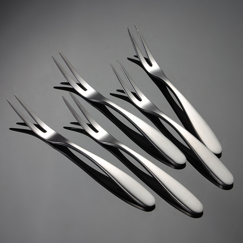 304 stainless steel fruit fork, two-prong fork, hotel household tableware, dessert, pastry, mooncake, dessert fork, tableware