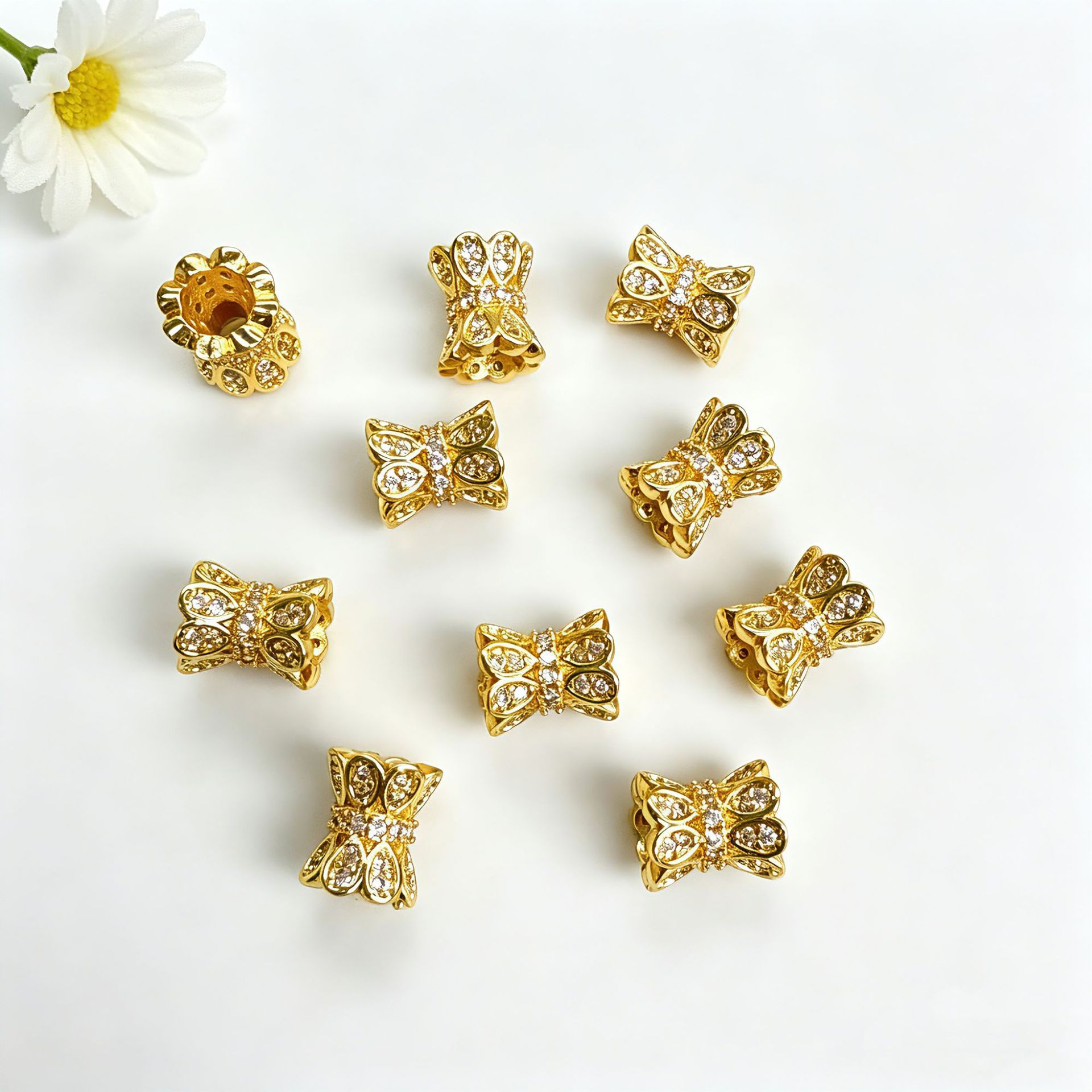 Copper plated 18K small waist spacer beads jewelry bracelet necklace spacer beads crystal pearl DIY accessories materials