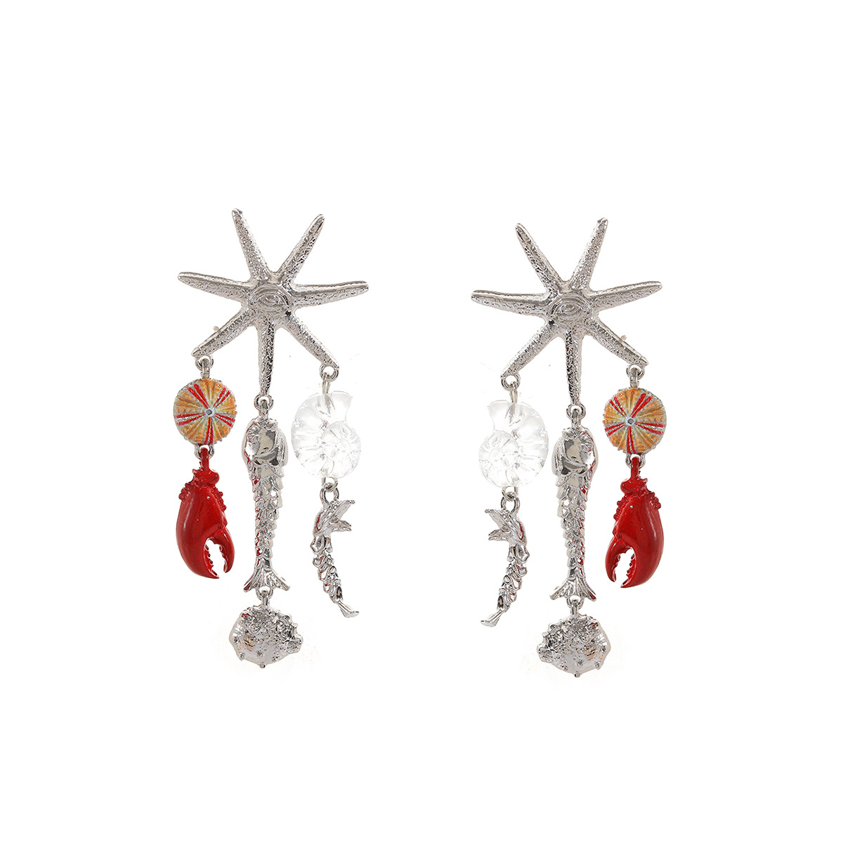 ZA multi-layer tassel crab starfish shell beach natural vacation style earrings ear accessories