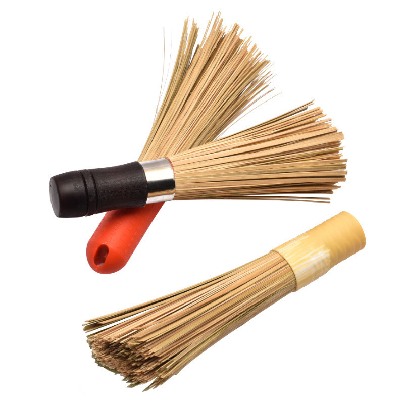 Bamboo long-handled dish brush, commercial kitchen cleaning pot brush, hotel restaurant slanted bamboo pot brush, old-fashioned cooking brush