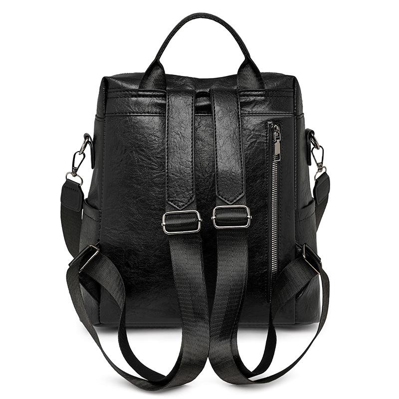 2025 new women's double-shoulder bag soft leather tassel multifunctional travel backpack