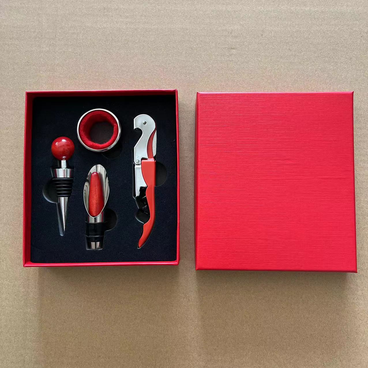 Red Wine Tool Wine Gift Box Set Four-Piece Set Paper Box Set Red Wine Gift Box