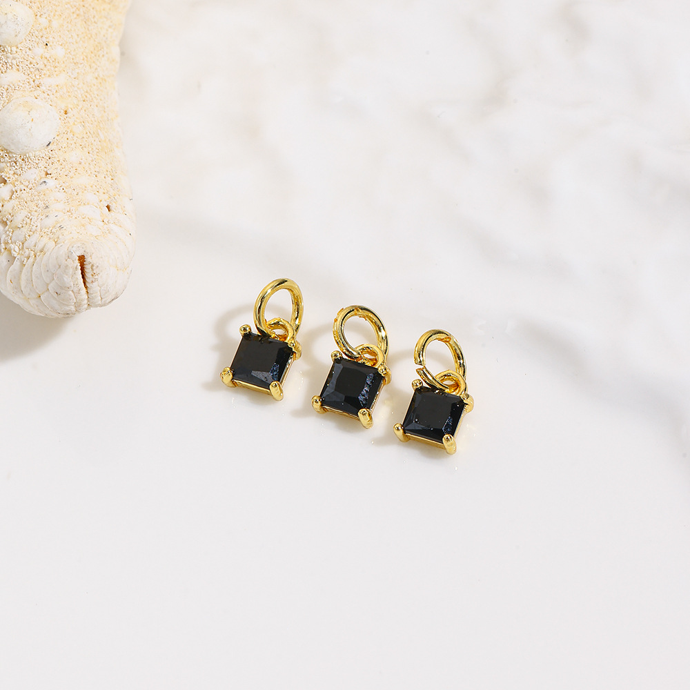 Niche geometric square colored zircon small pendant, DIY bracelet necklace earring accessories materials jewelry