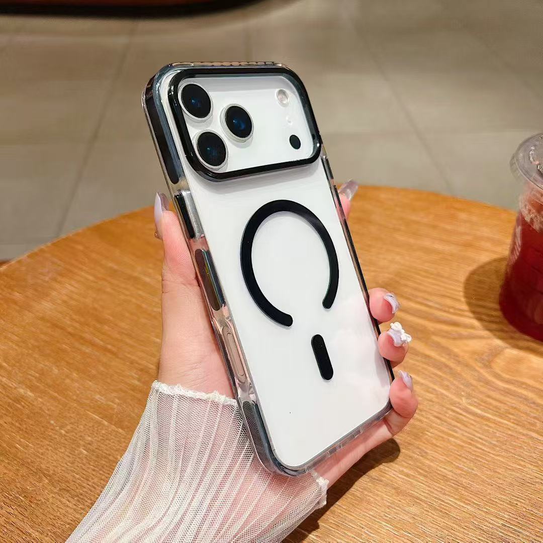 Japan and Korea good quality compatible with Apple 17 two-color 2.0 acrylic half ring magnetic wireless charging phone case