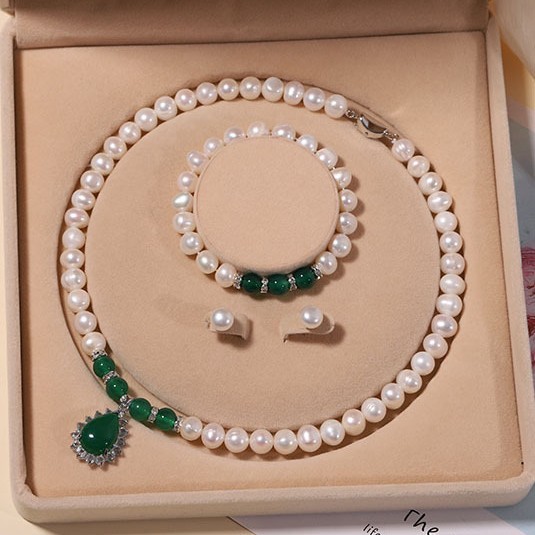 Zhuji Natural Freshwater Pearl Necklace for Women Real Pearl Set Clavicle Chain Mother's Day Gift