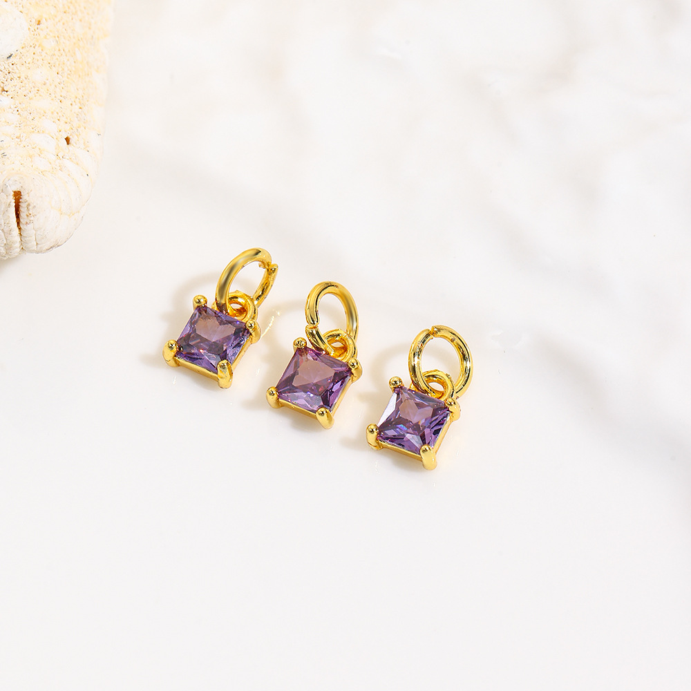 Niche geometric square colored zircon small pendant, DIY bracelet necklace earring accessories materials jewelry