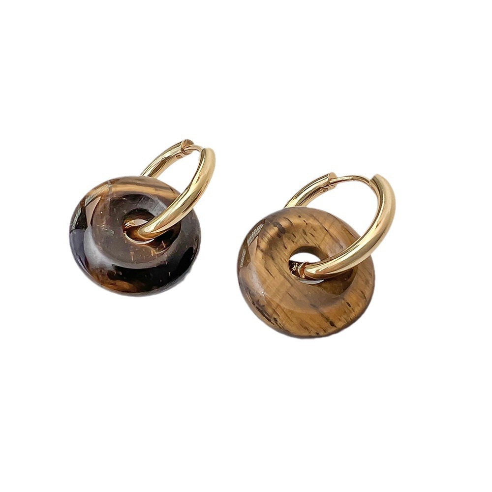 Stainless Steel and Natural Stone "Peace Knot" Hoop Earrings—Simple and Elegant Earrings