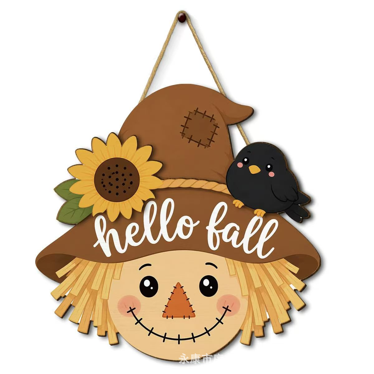 Autumn Thanksgiving Flat Print Wooden Pumpkin Wreath Harvest Festival Courtyard Decoration Craft