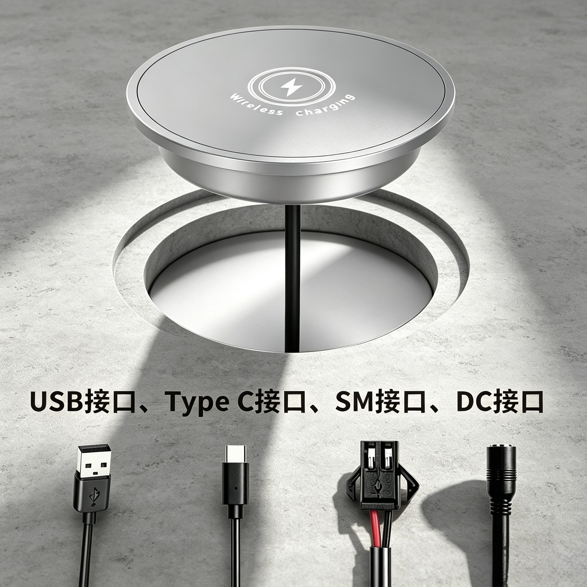 Smart home desktop embedded wireless charger magnetic 15W fast charging furniture work clothes wireless charger