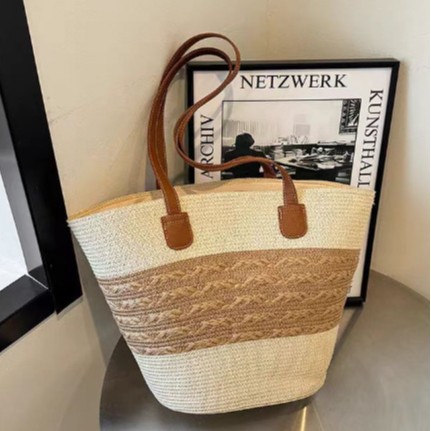 Handmade straw bag women 2025 new large capacity woven handbag shoulder bag underarm bag beach bag
