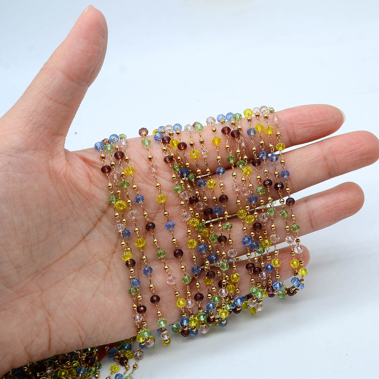DIY Jewelry Accessories Pure Copper Electroplated Mixed Color Crystal Handmade Chain Necklace Hairpin Clothing Material