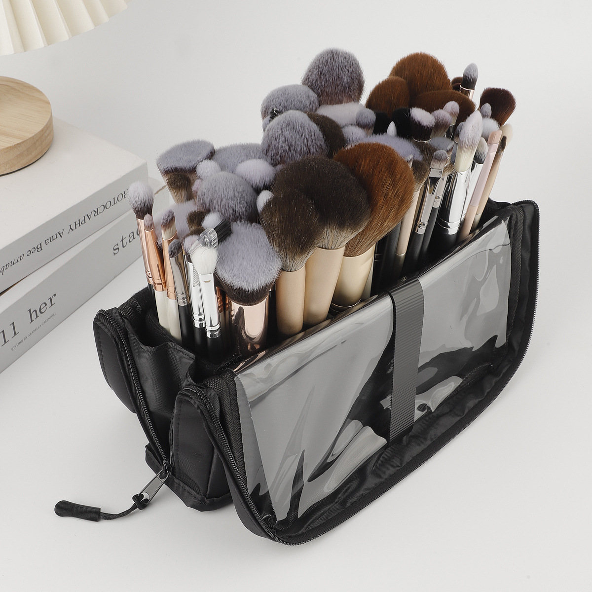 Square Large Capacity Detachable Foldable Makeup Brush Bag Magnetic Lock Convenient Vertical Special Multifunctional Storage