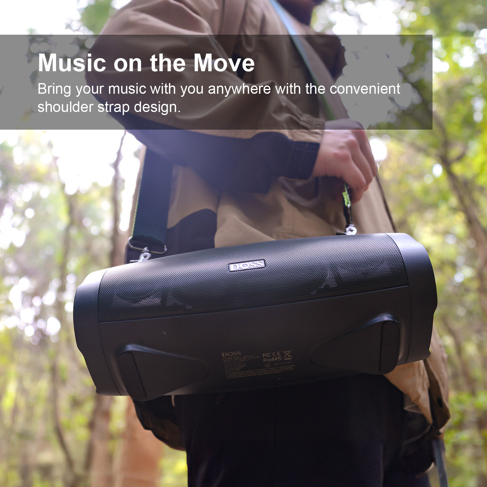 DOSS New Product Outdoor Bluetooth Speaker High Power Heavy Bass Waterproof External Charging Mobile Phone Tablet Universal