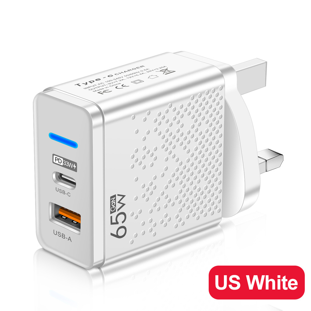 Glowing LED USB+PD Type-C Phone Charger Multi-Port US/EU/UK Travel Charger