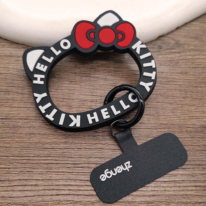 Cute cat ring pendant cartoon round ring phone strap gasket thin clip piece phone chain hanging piece not top shell does not affect