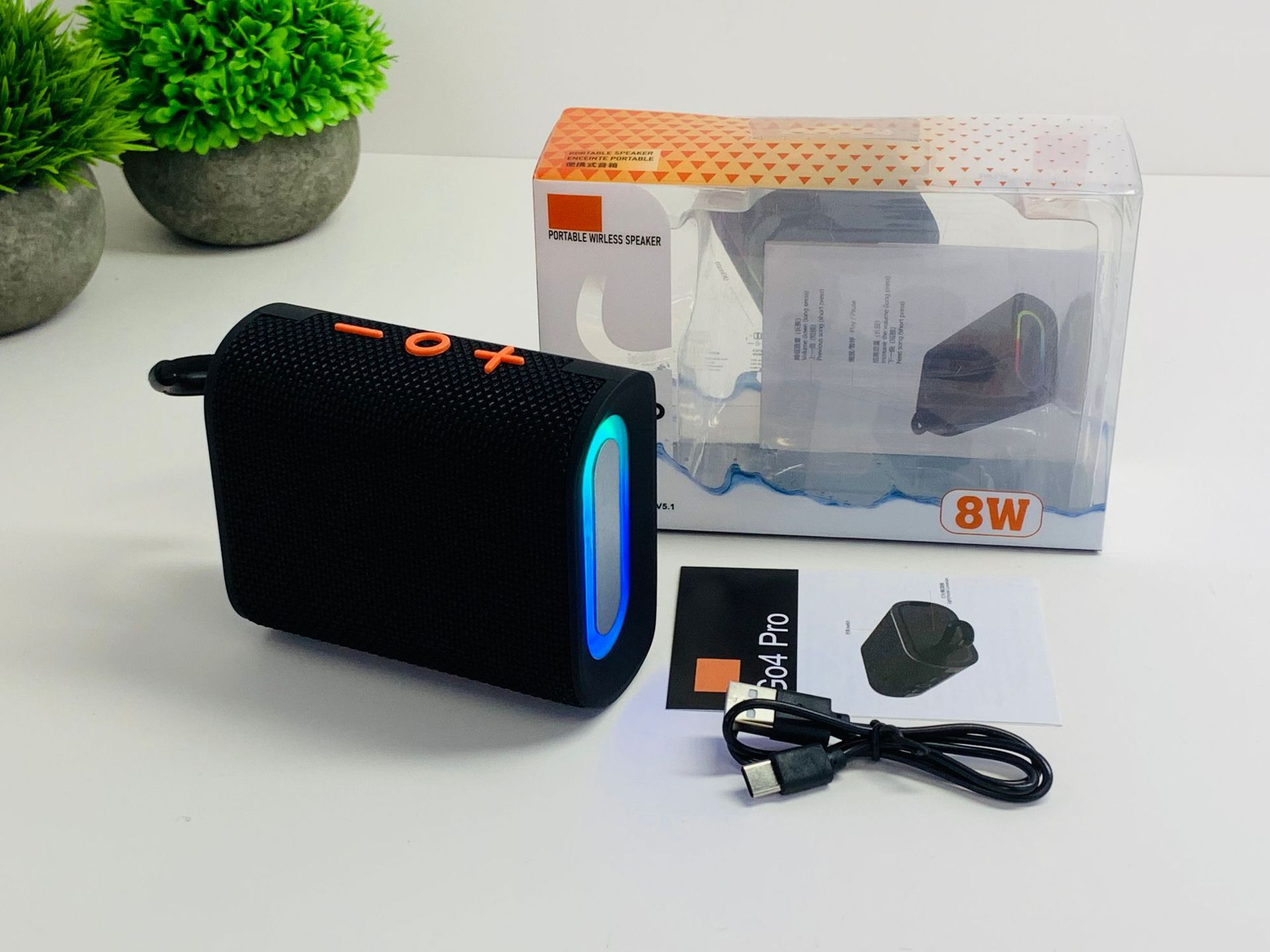 GO4PRO Bluetooth Speaker with Ambient Light Outdoor Loud Volume Home Desktop High Quality Bass Mini Speaker
