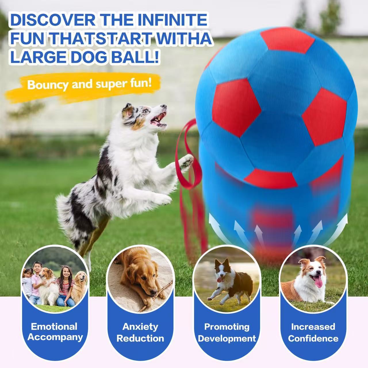 Blue and yellow color-blocked dog bite-resistant interactive ball