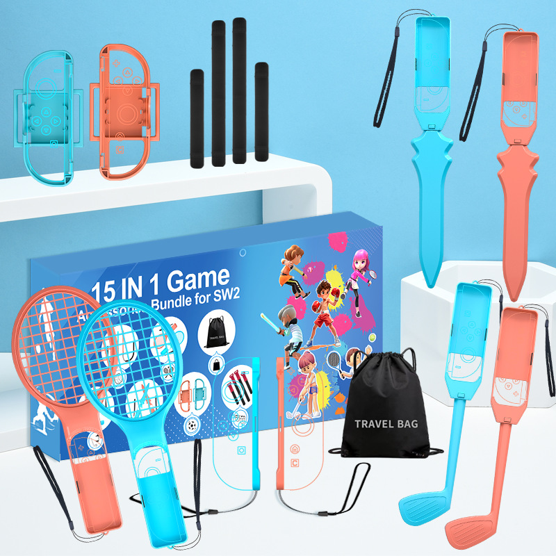 Switch 2nd Generation Sports 15-in-1 Motion Sensing Sports Set Golf + Tennis Racket + Fencing + Wrist Rope etc