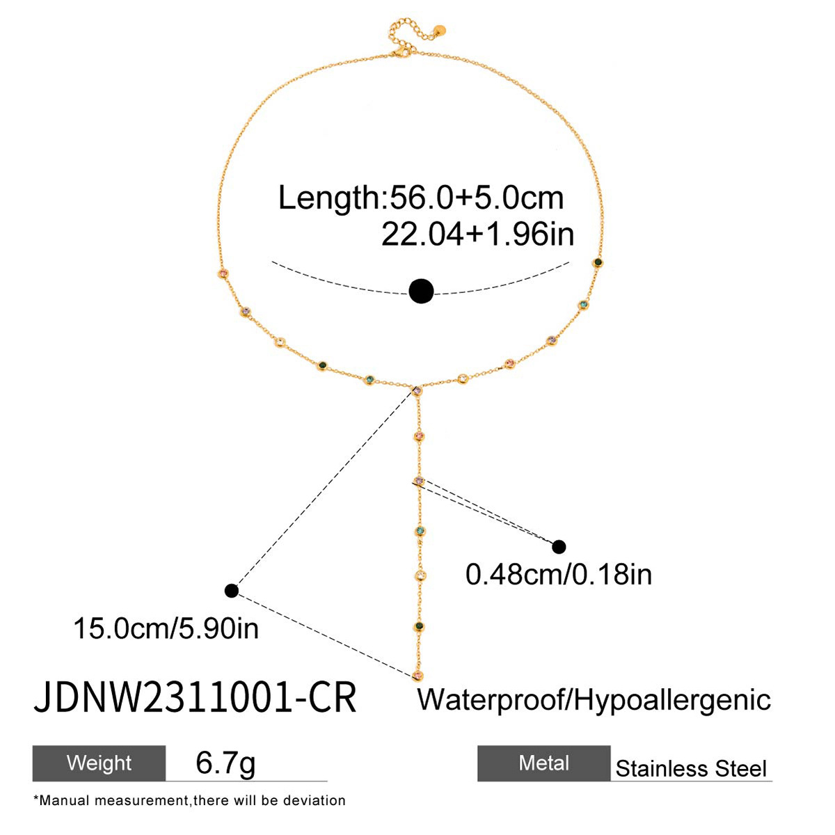 Jieding titanium steel zircon sweater necklace 18k gold women autumn winter y-chain stainless steel accessories